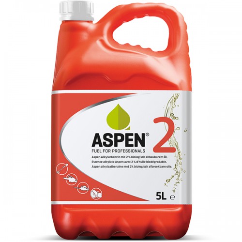 aspen 2 alkylaatbenzine (rood) voor 2-takt motoren can a 5 liter  milieuvriendelijk